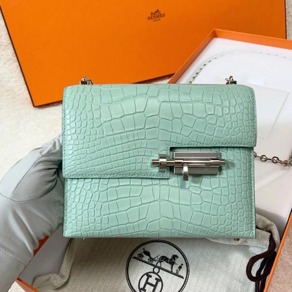 Hermes Verrou 17 Matt Allligator Vert Deau PH